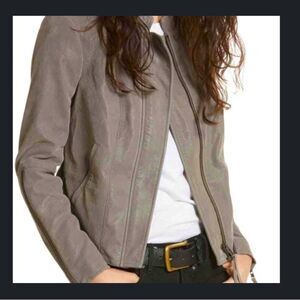 Free People Vegan Leather Grey Jacket SZ 4